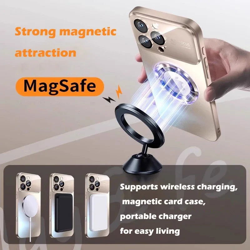 Luxury Titanium Metallic Color Matte Magnetic Case for iPhone 17 16 Pro Max 15 14 Plus 13 12 For Magsafe Wireless Charge Cover Car Mobile World