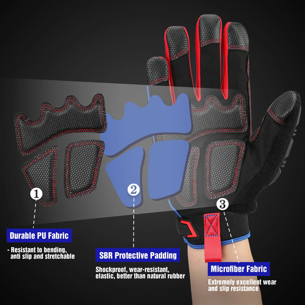 WORKPRO Heavy-duty Work Gloves Touch Screen Full Finger Glove Impact Protection Tactical Mittens Military Army Paintball Shoot CM World