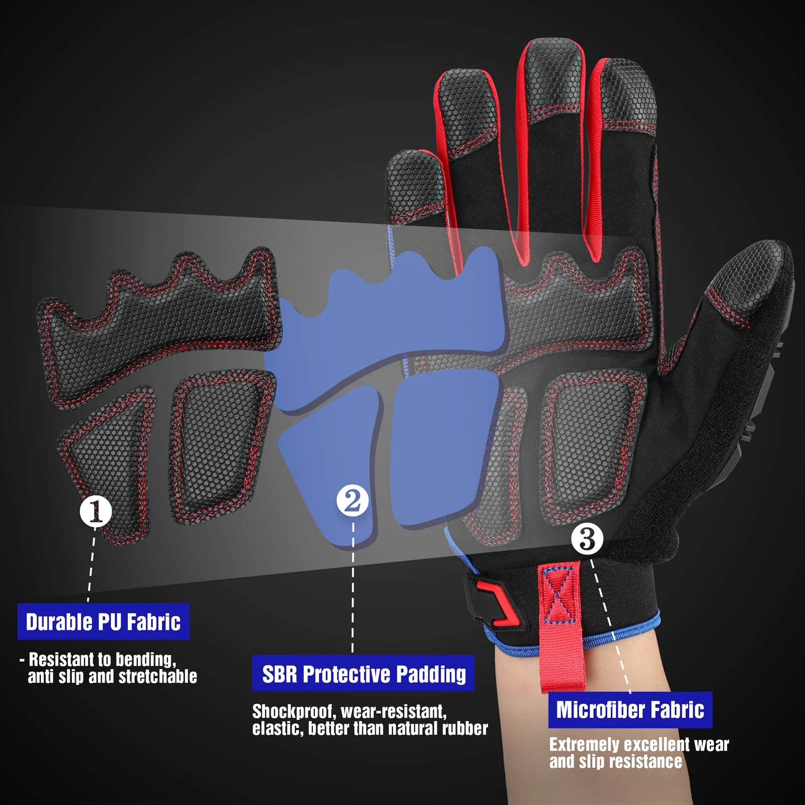 WORKPRO Heavy-duty Work Gloves Touch Screen Full Finger Glove Impact Protection Tactical Mittens Military Army Paintball Shoot CM World