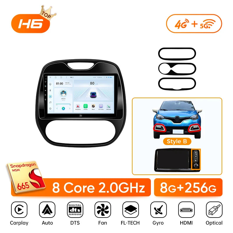 Ainavi Android 13 Car Radio For Renault Captur CLIO Samsung QM3 2014 - 2020 Kaptur Car Multimedia Wireless Carplay Android Auto CM World