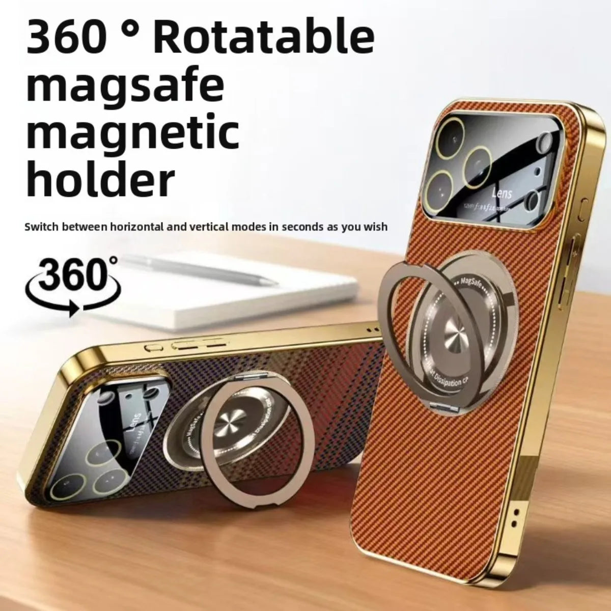 For iPhone 17 Pro Max Magsafe Case for iPhone 16 15 14 Pro Max 360 Rotate Magnetic Stand Holder Soft Carbon Fiber Magnetic Cover Car Mobile World