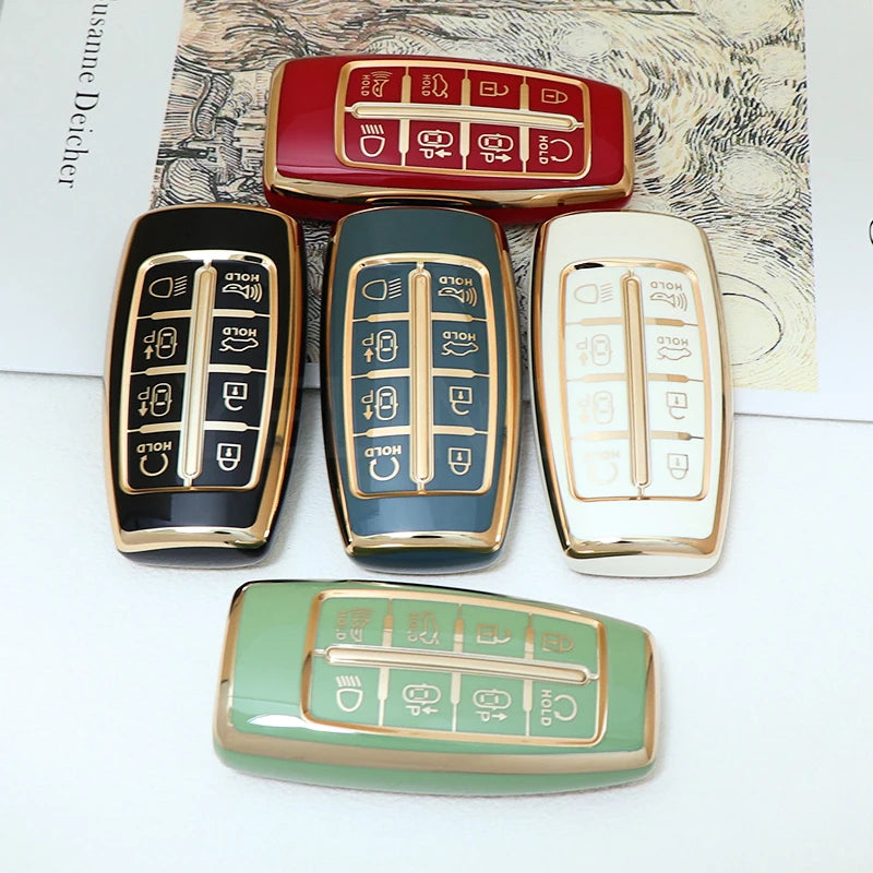 Auto For Hyundai Genesis GV70 GV80 GV90 2020 2021 2022 8 Button TPU Car Key Case Cover Holder Key Shell Keychain Accessories