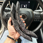 2PCS Universal Round Car Steering Wheel Cover Winter Fur Warm Carbon Fiber Leather Anti-slip Protective Case luxury Accessories CM World