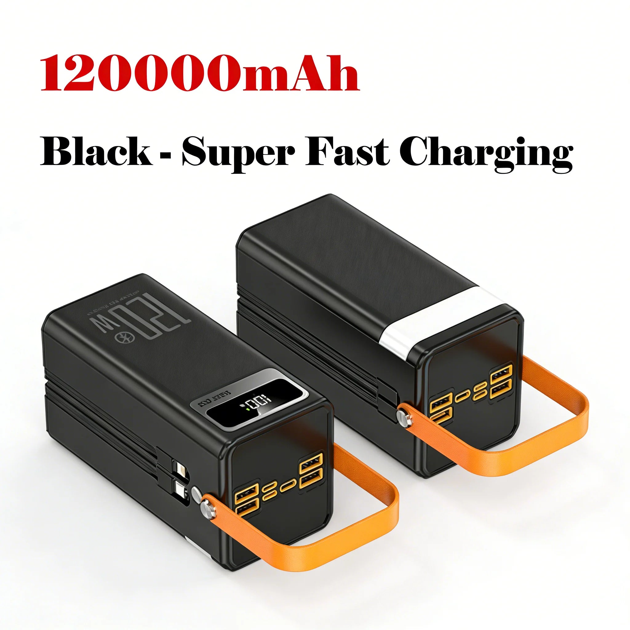 120W 150000mAh Fast Charging Power Bank Large Capacity Outdoor Mobile Power Supply External Spare Battery for Outdoor Camping Car Mobile World
