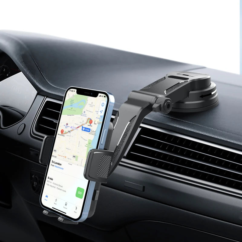 Car Phone Holder Windshield Dashboard Suction Mount 360° Telescopic Arm Cradle for iPhone Samsung GPS Navigation
