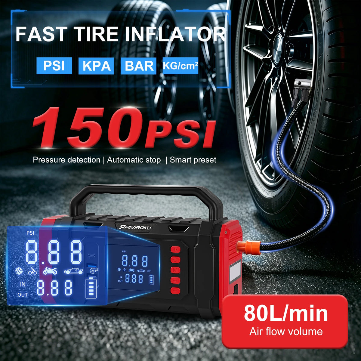 20000mAh Car Battery Jump Starter with Vacuum Cleaner Air Compressor Pool Mattress Tire Inflator Car Battery Booster Power Bank