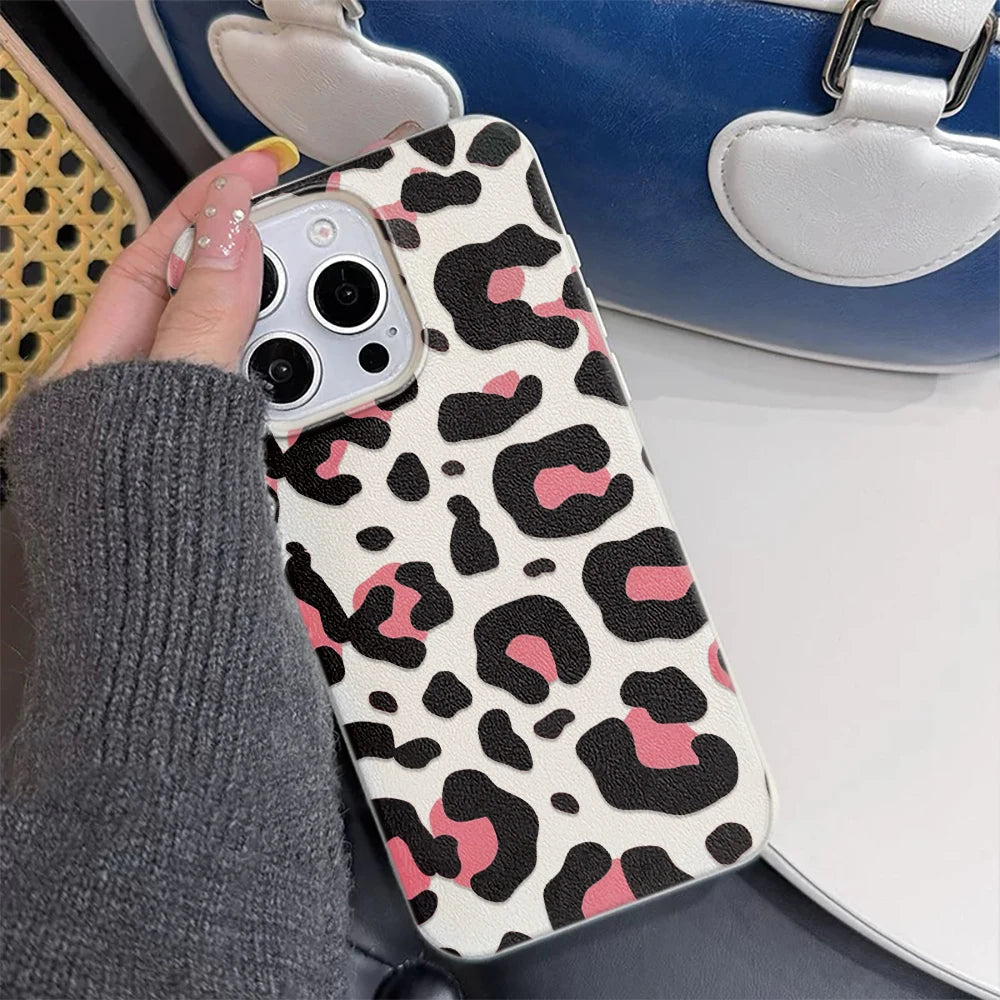 Leopard Print Glitter Case For Iphone 17 Pro Max 11 16 15 14 13 12 14 Plus 17E Air Soft Silicone Tpu Shockproof Cover