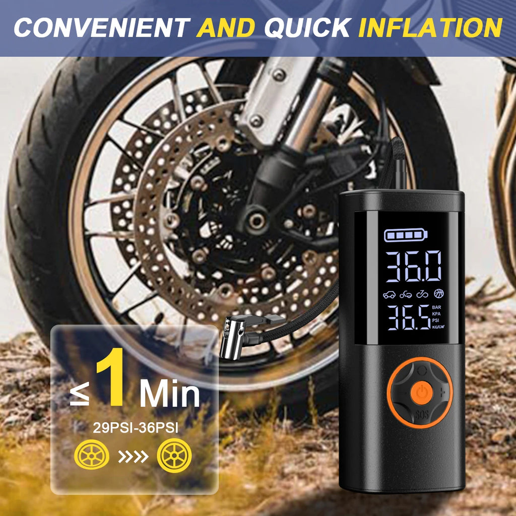 7-in-1 Multifunctional Portable Emergency Jump Starter with Inflator Inflatable Pump,Air Compressor for Car Motorcycle Bicycle