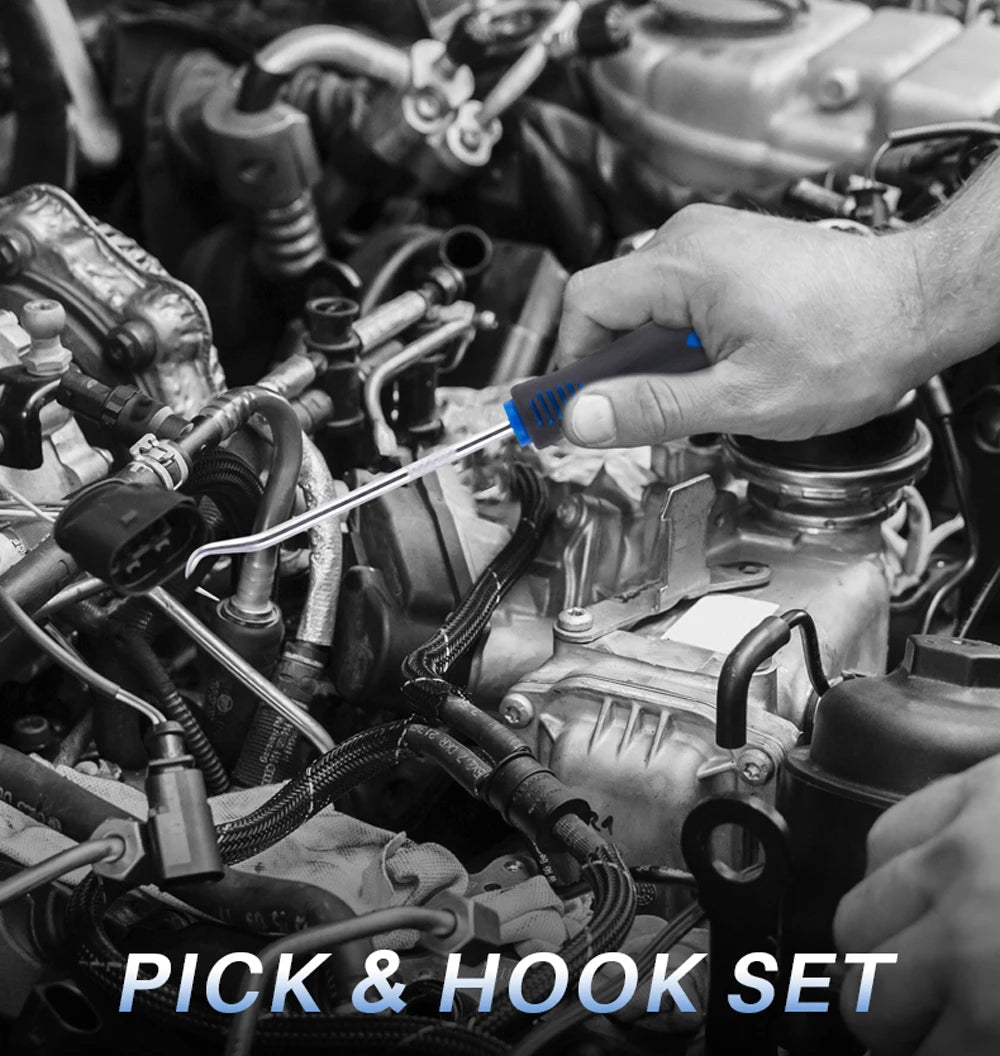 4PCS 165mm Blue Car Oil Seal Screwdriver Set Hose Removal Hook Set O-Ring Seal Gasket Puller Remover Pick Hooks Repair Tools CM World