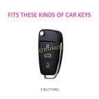 For Audi Fashion Gray Car Flip Key Fob Case Cover Shell Holder Protector A1 A3 TT TTS Q3 Q7 S3 Accessories Zinc Alloy CM World