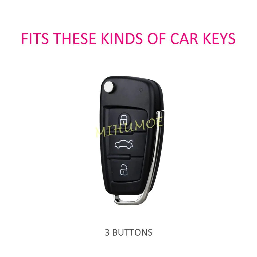 For Audi Fashion Gray Car Flip Key Fob Case Cover Shell Holder Protector A1 A3 TT TTS Q3 Q7 S3 Accessories Zinc Alloy CM World