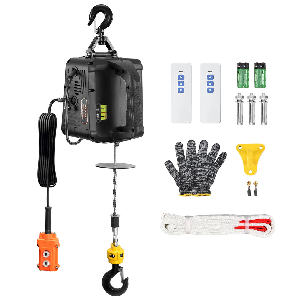 SucceBuy 1100lbs 3-in-1 Electric Hoist Winch Manual/Wired/Wireless 22.9ft Lifting Heigh Overload Protection Portable Power Crane CM World