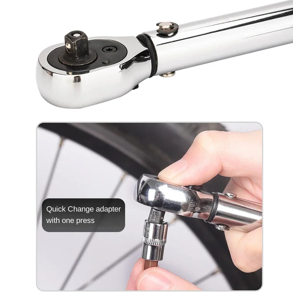 TINSOL Adjustable Torque Ratchet Wrench 1/4-inch Dual-Direction Bicycle Hex Socket Preset Wrench Professional Maintenance Tool CM World