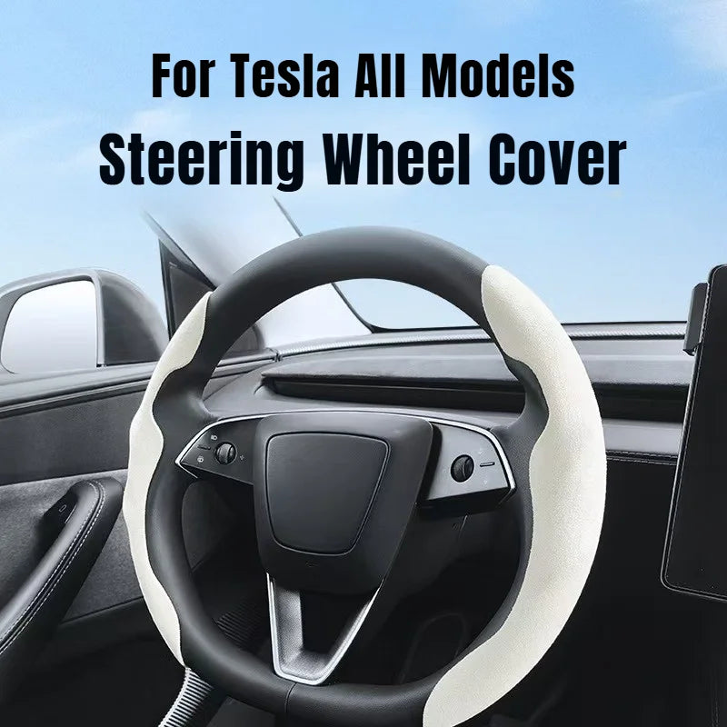 For Tesla Model Y Juniper Model 3 Highland Car Steering Wheel Cover Breathable Sweat-Absorbent Non-Slip Wrap
