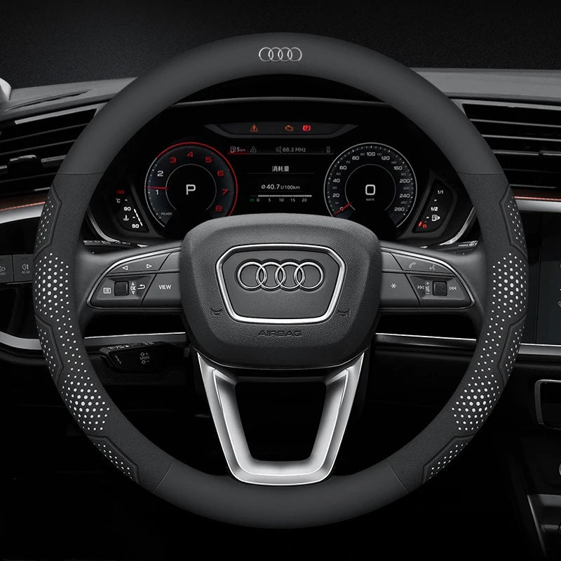 Carbon Fiber Steering Wheel Cover Anti-Slip for Audi SQ5 RSQ5 S3 S4 S5 S6 RS3 RS4 RS5 Q2 Q3 Q5 Q7 Q8 TT A1 A3 A4 A5 A6 A7 A8 CM World