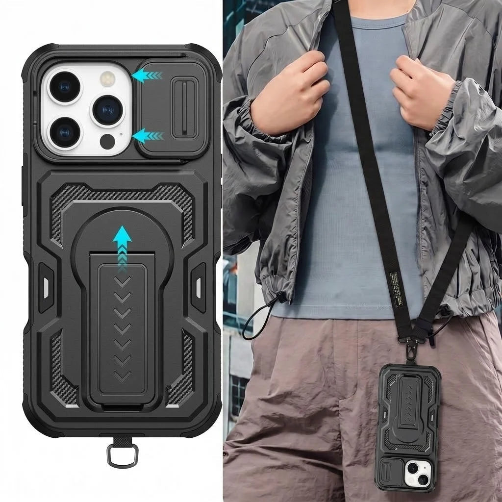 Anti-Shock Cover with Long Strap Crossbody Case for Iphone 16 Pro Max 17 Air 18 Pro 16e 17e Iphone16 Iphone17