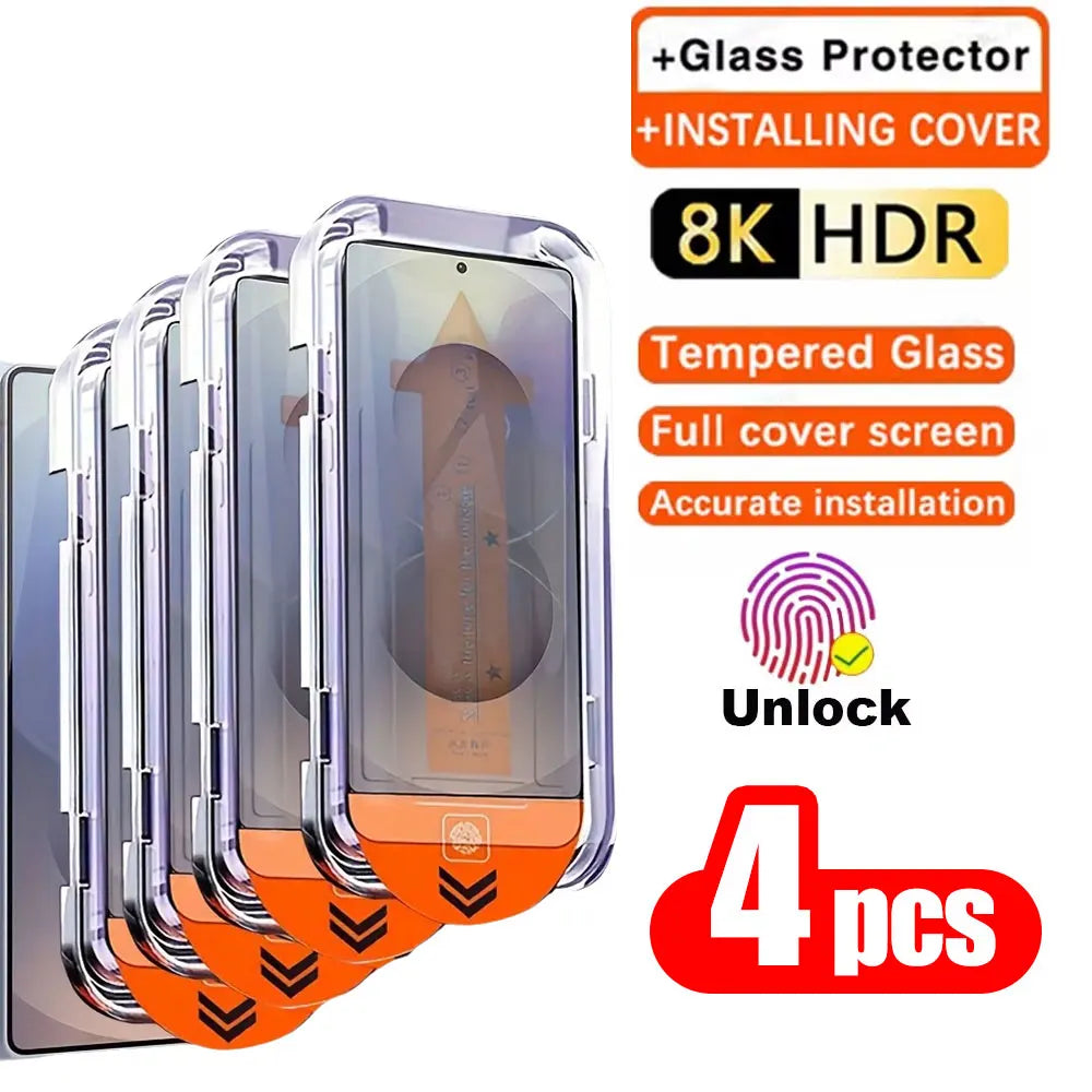1-4PCS Unlock Easy Instal Tempered Glass For Samsung Galaxy S26 Ultra S25 S24 Plus S23 FE S22 S20 FE S25 Edge Screen Protector