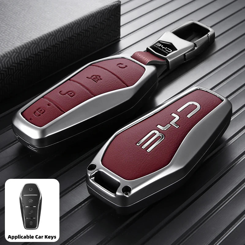 Stylish Zinc Alloy Key Case For BYD Atto 3 Han Tang Song Yuan Smart Car Remote Key Cover Shell Anti‑Scratch Keychain