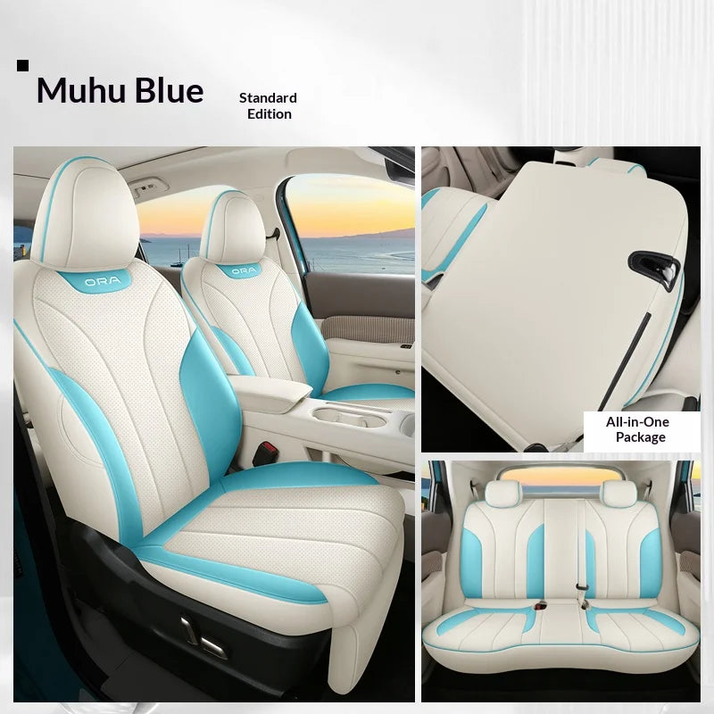 Designed Exclusively for the ORA 5, PU Leather Car Seat Cover, Breathable, Anti-Slip, Airbag Compatible, Full Set Car Seat Cover
