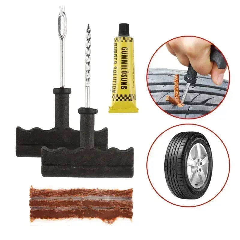 Car Tire Repair Tool Tire Repair Kit Studding Tool Set Auto Bike Tubeless Tire Tyre Puncture Plug Garage Tools with Rubber Strip