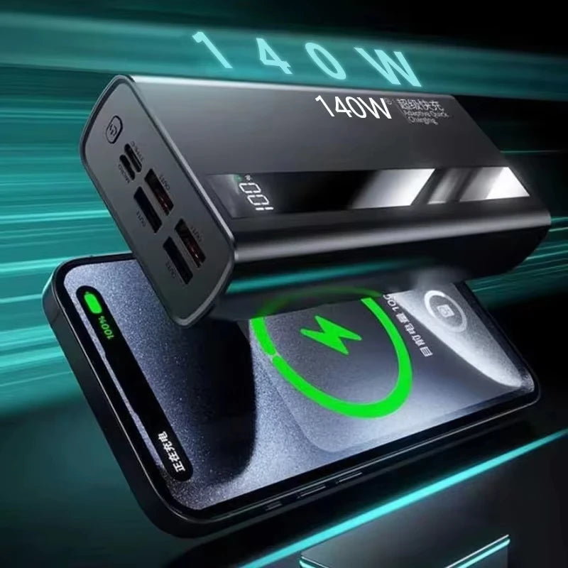 Lenovo Ultra Capacity 500000mAh 140W Super Fast Charging CCC LED Digital Display Portable Battery Charger Powerbank