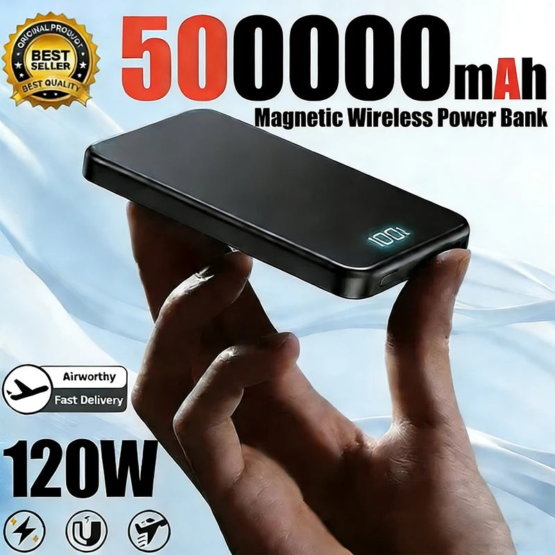 3 IN 1 Power Bank For MagSafe 50000mAh Slim Magnetic Wireless Power Bank 22.5W External Battery For iPhone Samsung 2026 Car Mobile World