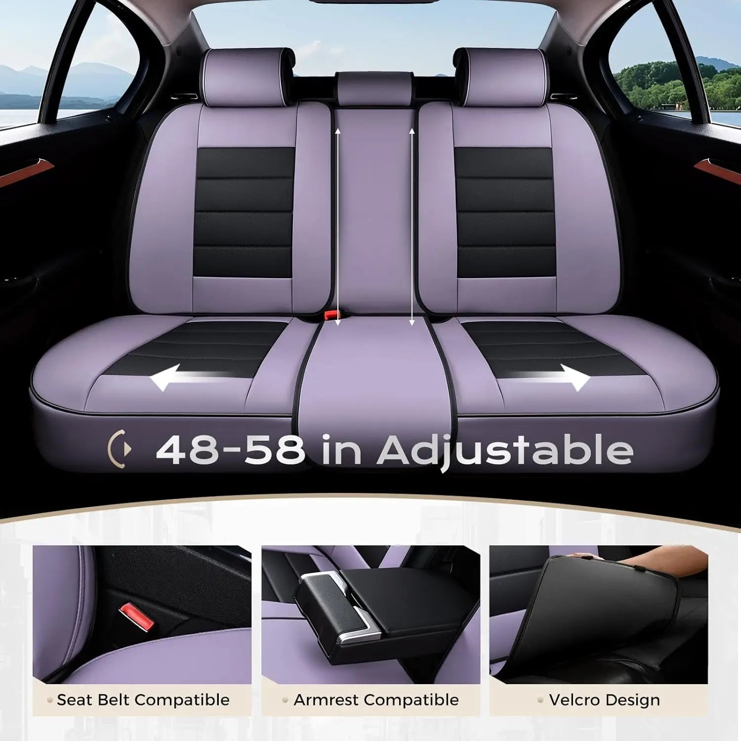 Universal Waterproof Leather Car Seat Covers Full Set, Front and Back Protectors for Most Vehicles CM World