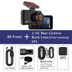 4K+2.5K Car Dvr Support WIFI GPS Dash Cam Dual Lens Dashcam Rearview Camera UHD Night Vision 24H Parking Mini Video Recorder