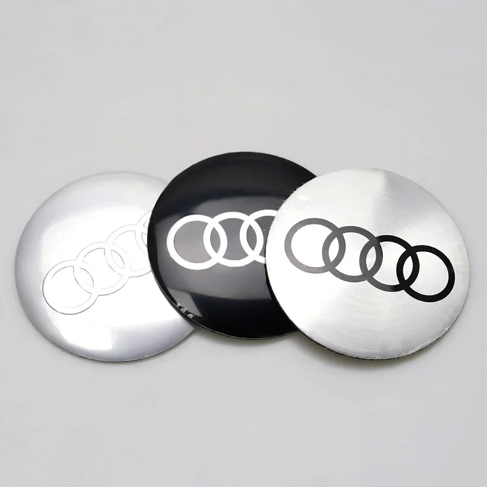 4pcs Set of Wheel Center Caps Stickers Car Hub Covers for Audi S RS A3 A4 B8 A6 A5 Q5 A7 - Multiple Sizes 56/60/63/65/68mm CM World