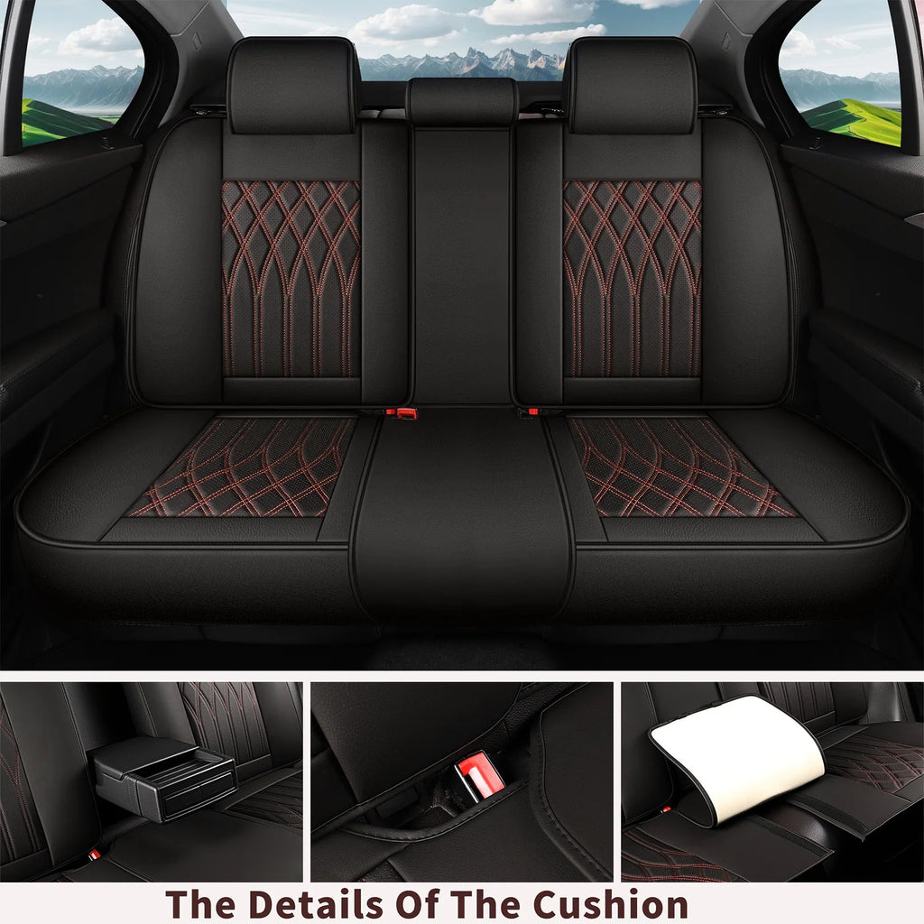 Leather 5pcs Car Seat Cover Protector Seat Waterproof Automotive Seat Covers Full Sets Breathable Universal Fit Full Seats Cover CM World