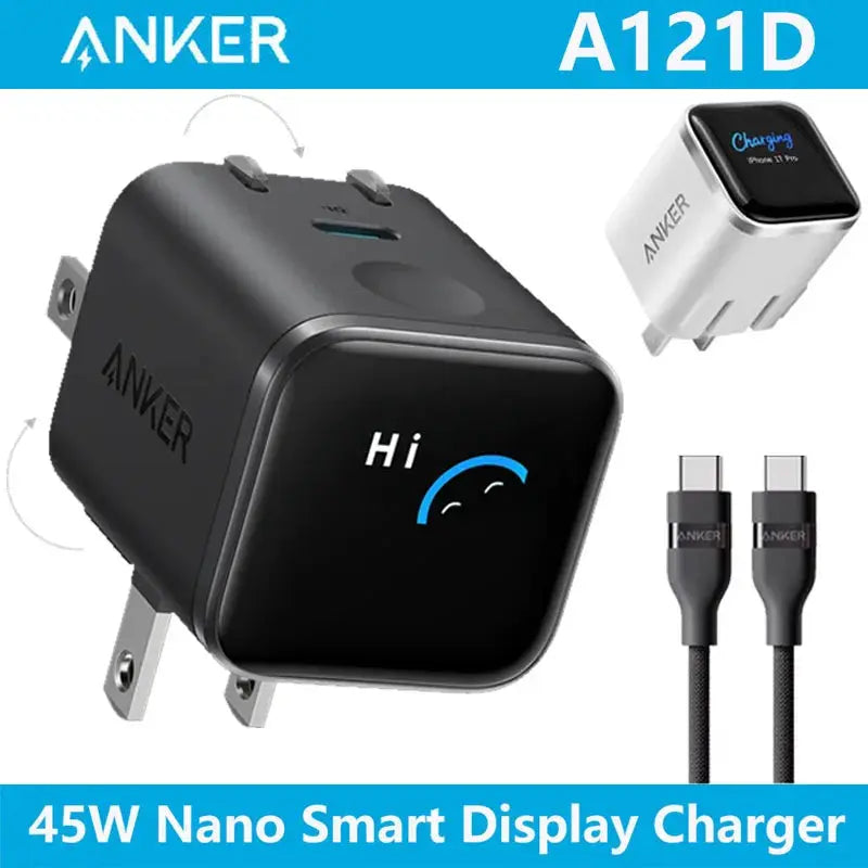 Anker 45W Nano Smart Display Charger Type C Fast Charging Compact and Foldable Plug USB C Charger for iPhone 17ProMax and more Car Mobile World