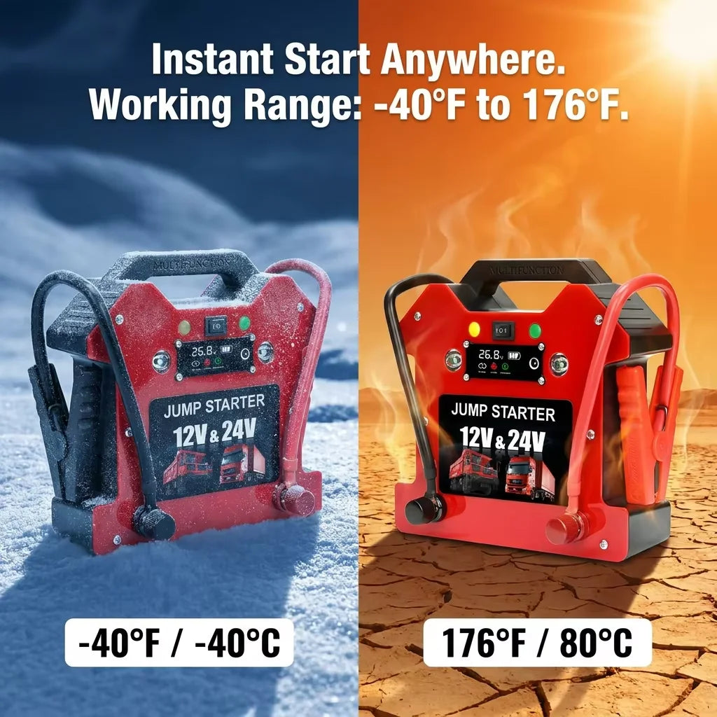 80000mAh Heavy Duty 12V 24V Car Jump Starter LiFePO4 Battery Booster Portable Emergency Jumper Pack Truck Device 24V Splitter