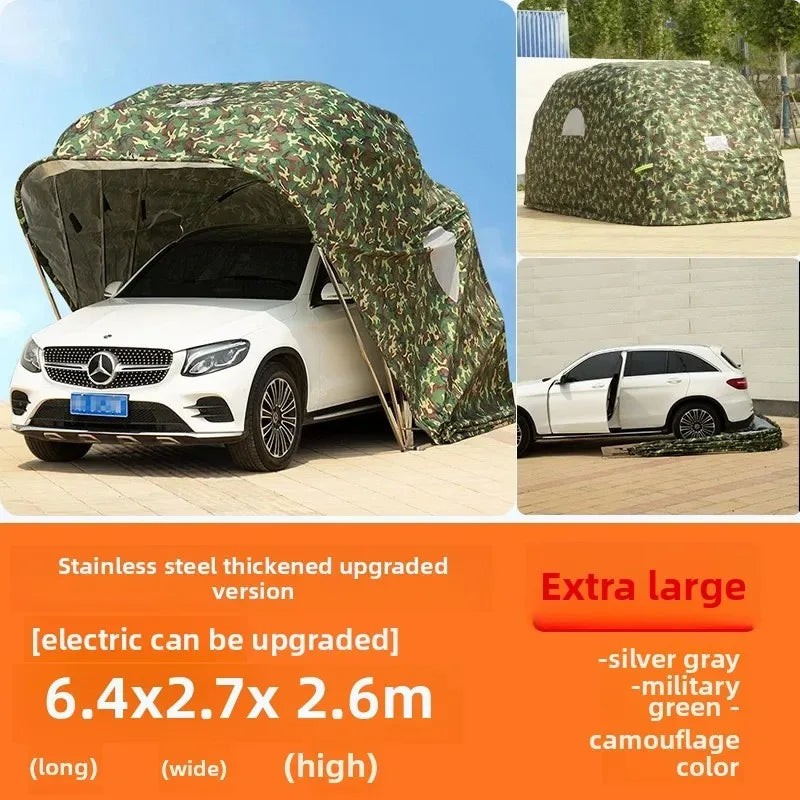 Any Size Custom Fully Automatic Folding Carport Waterproof Sunshade Mobile Garage Outdoor Parking Shelter Durable Oxford Fabric