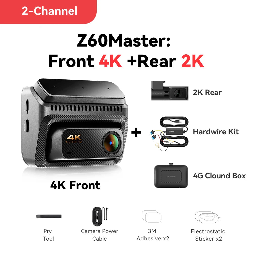【New】DDPAI Z60Master Dual Dash Cam 4K+2K 2/3 Channel Front and Rear HDR Night Vision WiFi6 GPS ADAS Dash Camera DVR Car Dashcam Car Mobile World