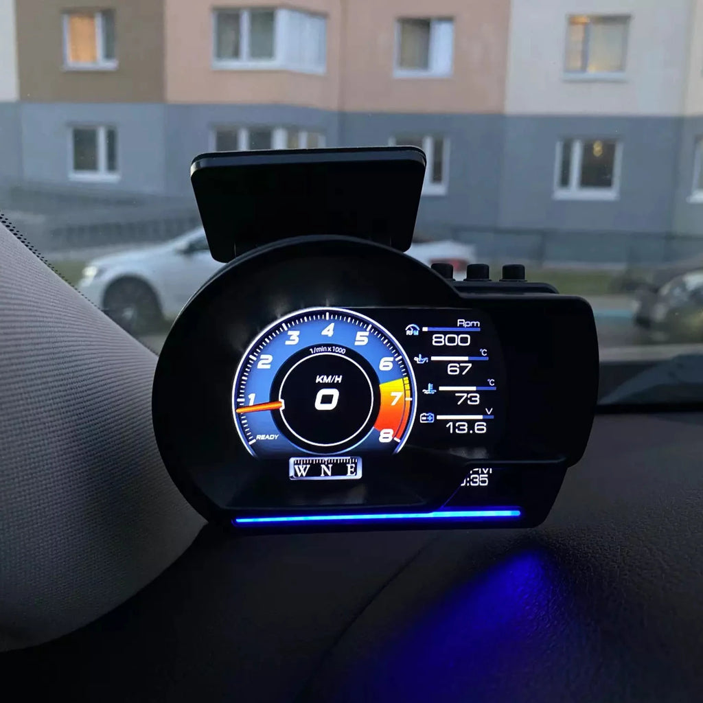 Newest A501 Car Head Up Display OBD2 Smart Car HUD Turbo Gauge Digital Odometer Security Alarm Water&Oil temp RPM Auto Meter CM World