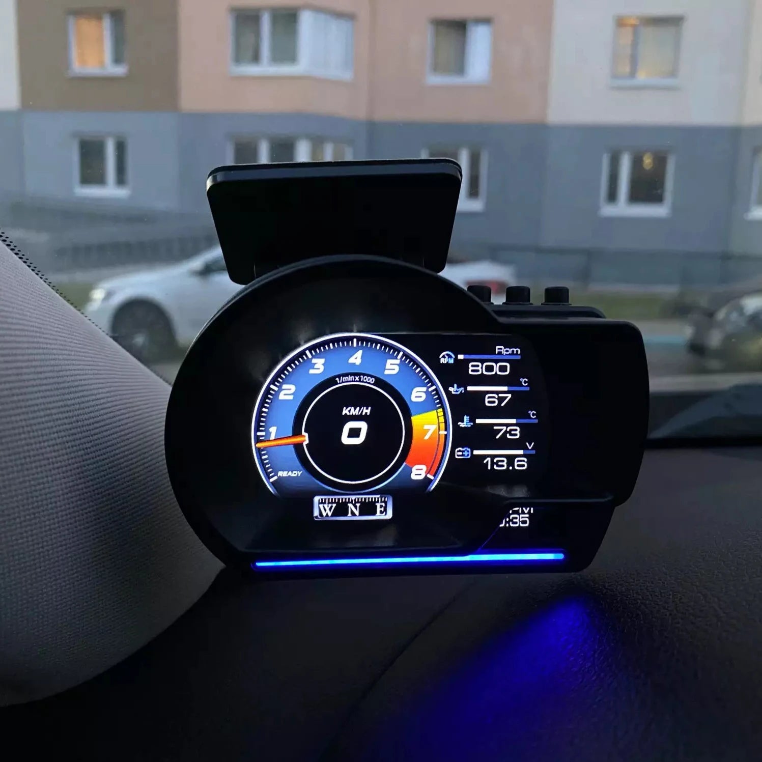 Newest A501 Car Head Up Display OBD2 Smart Car HUD Turbo Gauge Digital Odometer Security Alarm Water&Oil temp RPM Auto Meter CM World