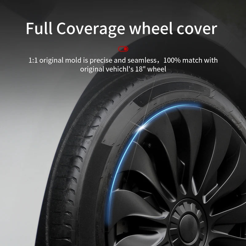 4PC 18-Inch New Storm Style Wheel Cover for Tesla Model 3 Highland 2024-2026 Automobile Hubcap Full Rim Cover Accessories
