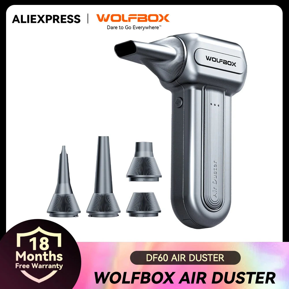WOLFBOX DF60 Powerful Fan Duster Wireless Air Blower Air Duster 110000RPM 3-Speed Adjustable Portable Fan for Car/Home/Outdoor CM World