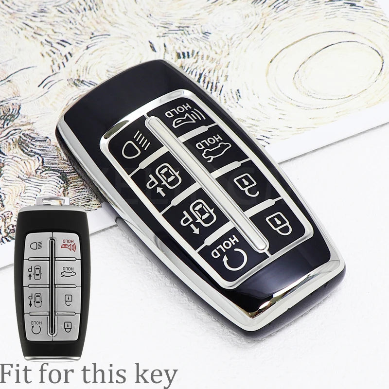 Auto For Hyundai Genesis GV70 GV80 GV90 2020 2021 2022 8 Button TPU Car Key Case Cover Holder Key Shell Keychain Accessories