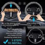 37/38cm Car Steering Wheel Cover Universal Bling Diamond Rhinestones Elasticity Interior Car Accessories for Four Seasons CM World