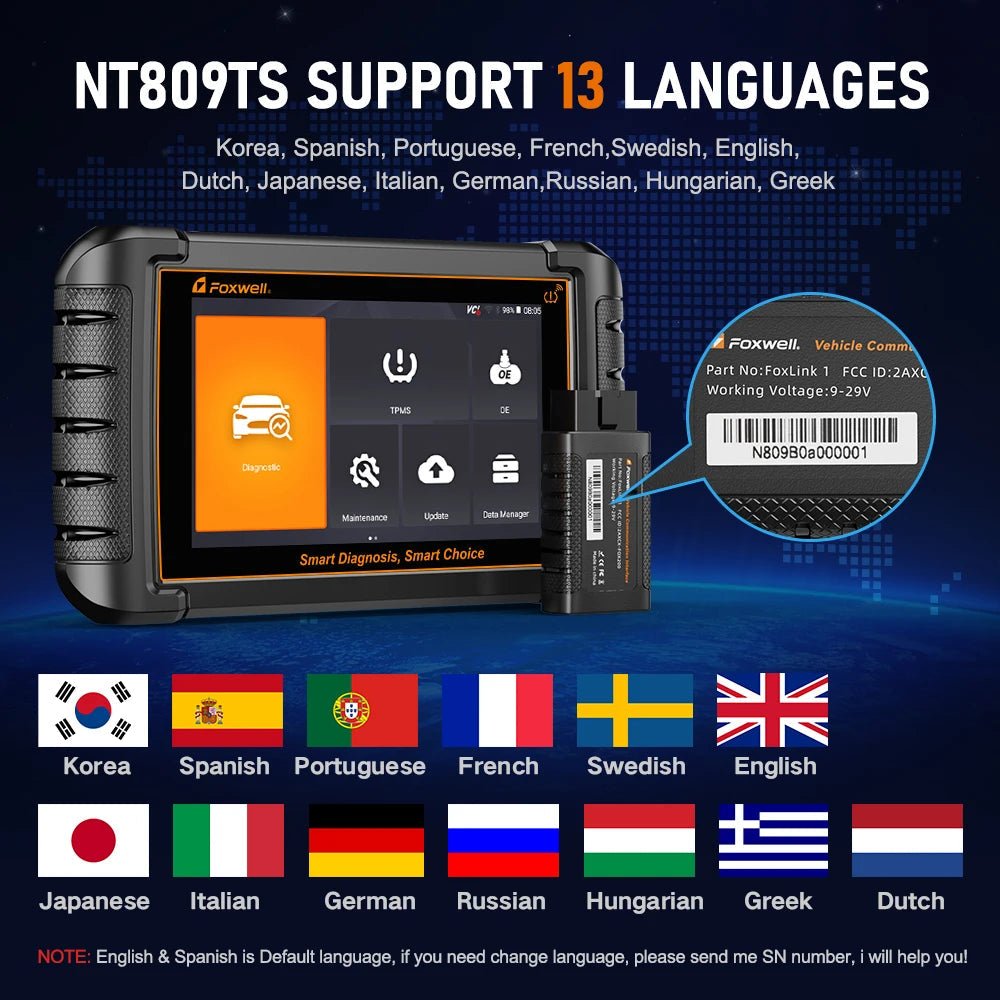 TPMS Programming Relearn Bidirectional OBD2 Scanner FOXWELL NT809TS Full System 30 Plus Resets Auto Car Diagnostic Code Reader Car Mobile World