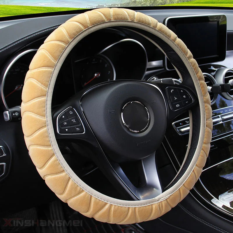 37-39cm Car Steering Wheel Cover, Universal Anti-Slip Auto Steering Wheel, Fluffy Steering Wheel Cover, Soft Plush Auto Interior CM World
