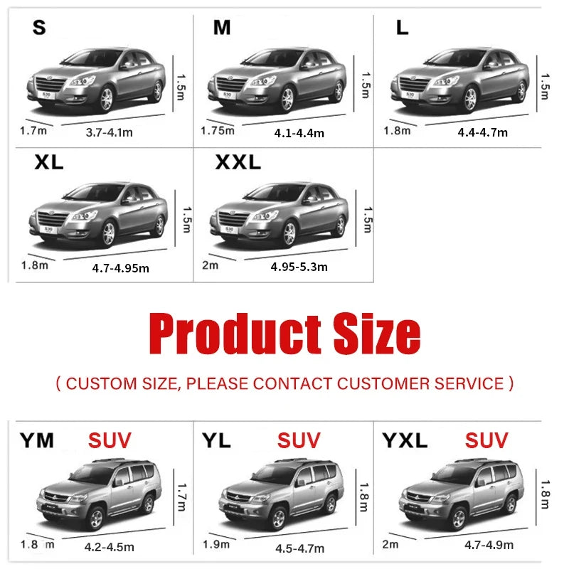 Full-Wrapped Car Cover All Weather Outdor Car Exterior Protection Covers Snowproof Anti-hail Cover Universal for Sedan SUV Car Mobile World