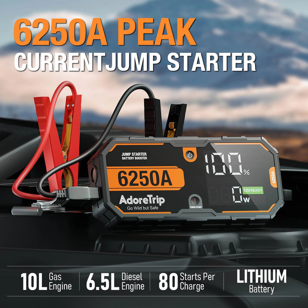 Car 6250A Portable 12V  Jump Starter Power Bank 12V Auto Battery Charger Booster Starting Device For 10.0L GAS/6.5L DIESEL CM World
