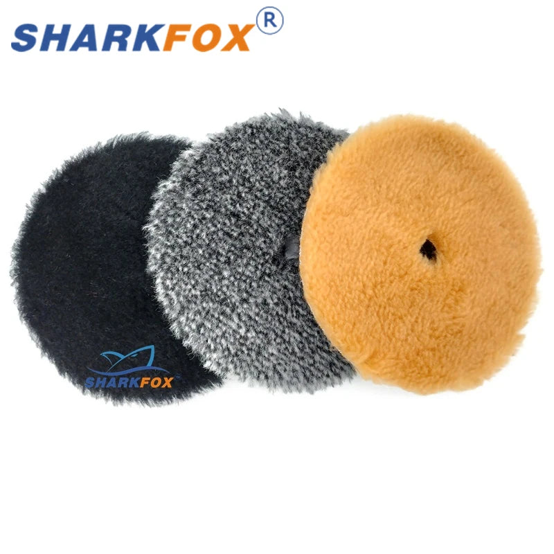 Sharkfox 5/6Inch High Density Lambs Woollen Polish buffing Pad Wool Polishing Pad for Car Polisher Wool Pad