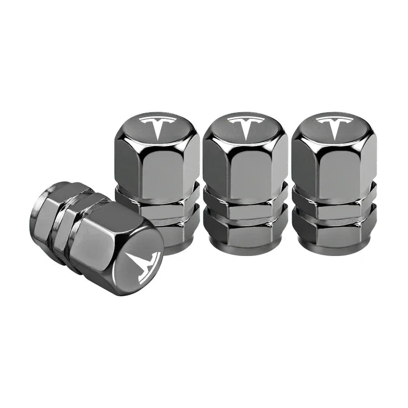 4pcs Metal Car Wheel Tire Valve Stem Caps Cover For Tesla Model 3 Y S X Cybertruck Juguete Sticker Coil SpaceX Auto Accessories