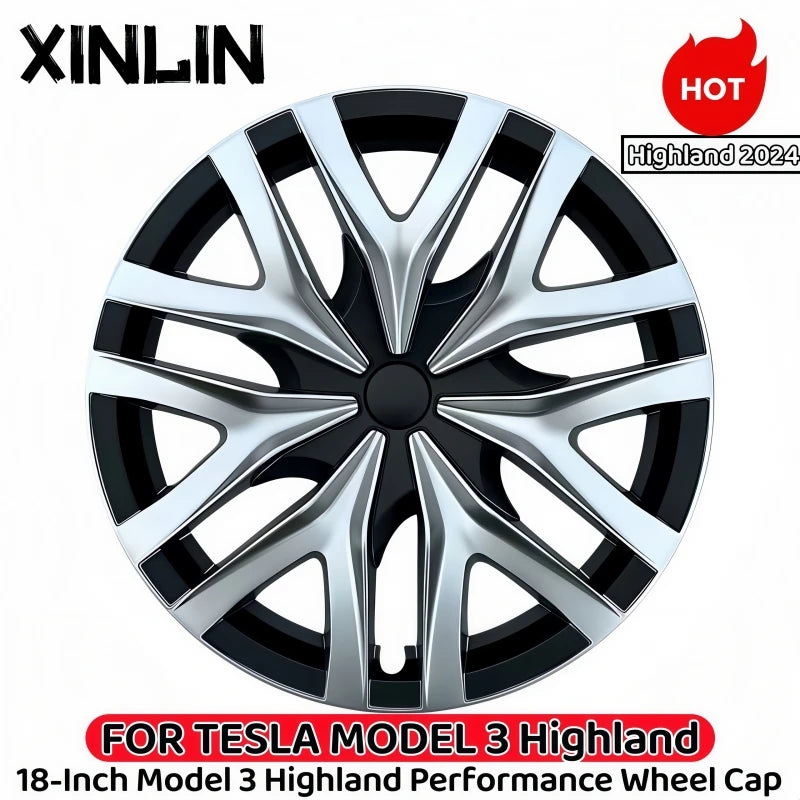 4PCS HubCap for New Tesla Model 3 Highland 2025 18 Inch Performance Replacement Wheel Cap Auto Full Rim Cover Accessories 2024