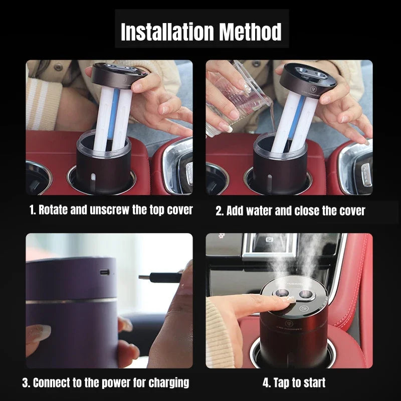 Dual Spray Car Air Humidifier Purifier Aluminium Alloy Essential Oil Diffuser 380ml Air Freshener for Auto Home Accessories CM World