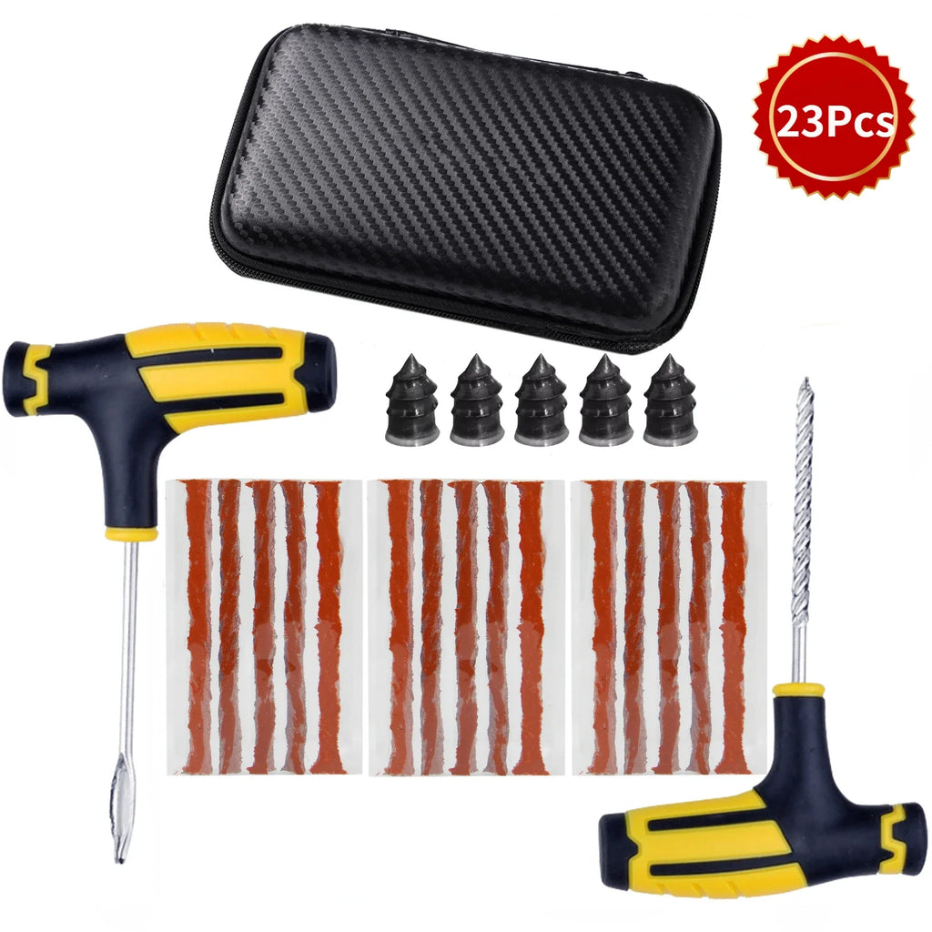 New Car Tire Repair Tool Kit Studding Tool Auto Bike Puncture Plug Garage Needle Nose Pliers Vacuum Film Nail EVA Storage Case CM World