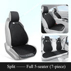 Breathable summer car seat cover - cool ice rattan weave, PU leather trim, lovely embroidery, suitable for split seats Car Mobile World